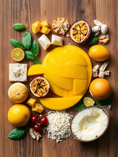 Mango Passion Fruit Coconut Entremet - ingredients preparation