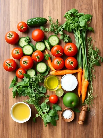 Marinated Tomato Salad – Fresh Cubes & Juliennes - ingredients preparation