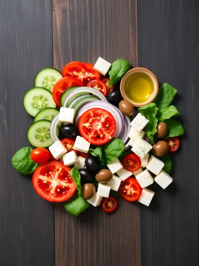 Mediterranean Greek Salad Recipe - ingredients preparation