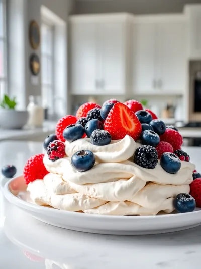 Mini Pavlova with Fresh Summer Berries