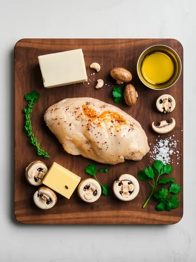 Mushroom Stuffed Chicken Breast - Quick & Easy - ingredients preparation
