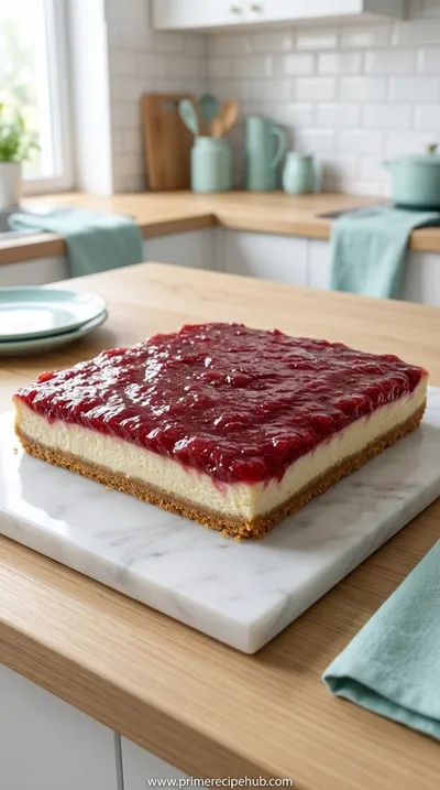 No Bake Rhubarb Cheesecake Squares