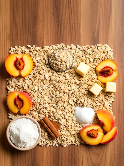 Peach Crumble with Oats - ingredients preparation