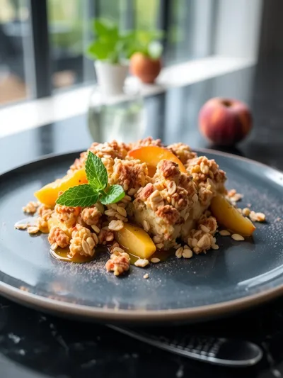 Peach Crumble with Oats - ready to serve