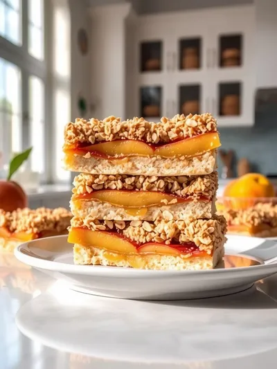 Peach Oatmeal Crumble Bars – Easy Buttery Fruit Dessert
