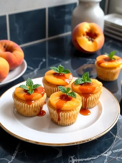 Peach Upside Down Mini Cupcakes - ready to serve