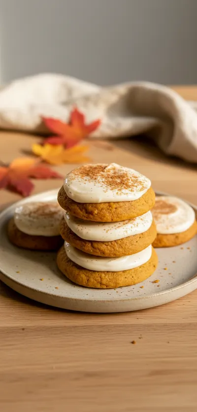 Soft Pumpkin Cookies with Cream Cheese Frosting
