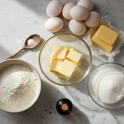 Vanilla Pound Cake Recipe: Moist and Buttery - ingredients preparation