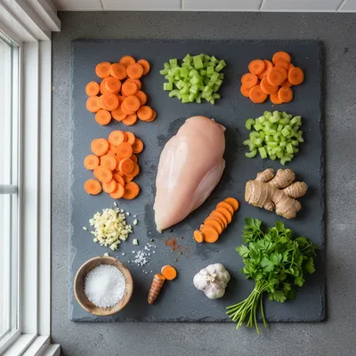 Anti-Inflammatory Gut-Healing Chicken Soup - ingredients preparation