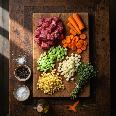 Ultimate Vegetable Beef Soup for Cozy Winter Days - ingredients preparation