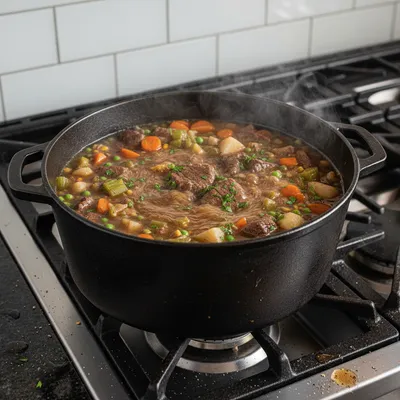 Ultimate Vegetable Beef Soup for Cozy Winter Days - cooking process