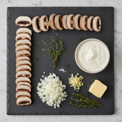 Homemade Cream of Mushroom Soup Recipe - ingredients preparation