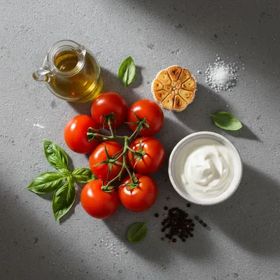 Creamy Roasted Garlic Tomato Soup - ingredients preparation