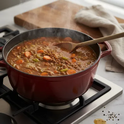 Classic Lentil Soup Recipe for a Healthy Meal - cooking process