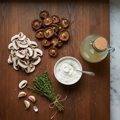 Cream of Mushroom Soup Recipe for Cozy Winter - ingredients preparation