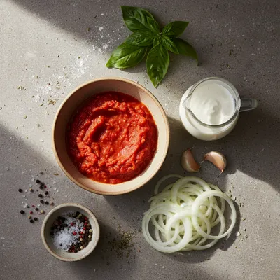 Creamy Tomato Soup with Canned Tomatoes Recipe - ingredients preparation
