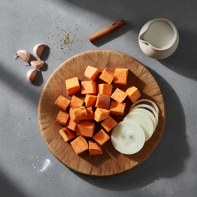 Roasted Sweet Potato Soup - ingredients preparation