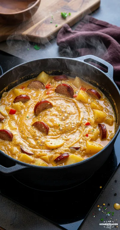 Cajun Potato Soup with Andouille Sausage - cooking process