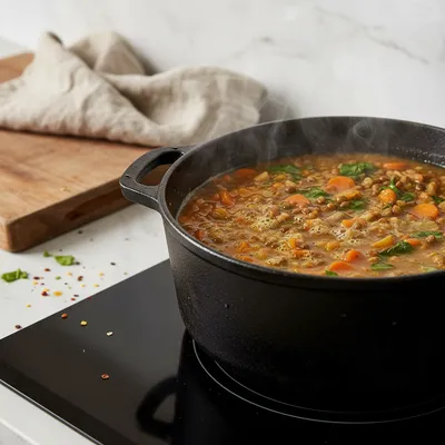 Easy Lentil Vegetable Soup Recipe for Lunch - cooking process