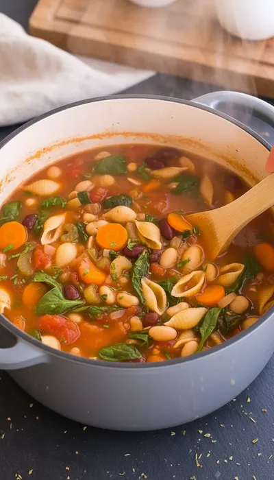 Easy Minestrone Soup Recipe for Healthy Dinners - cooking process
