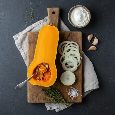Creamy Butternut Squash Soup Recipe - ingredients preparation
