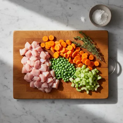 Healthy Chicken Pot Pie Soup Recipe - ingredients preparation