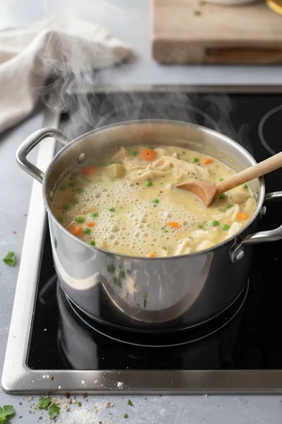 Healthy Chicken Pot Pie Soup Recipe - cooking process