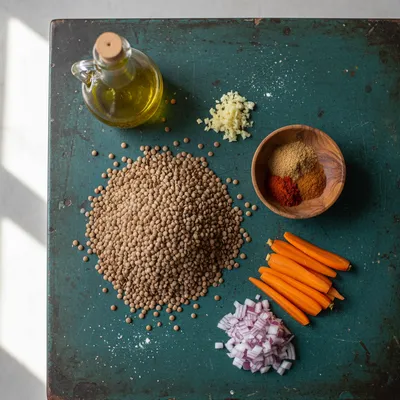 Moroccan Lentil Soup - ingredients preparation