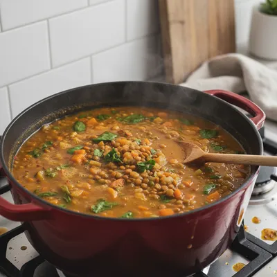 Moroccan Lentil Soup - cooking process