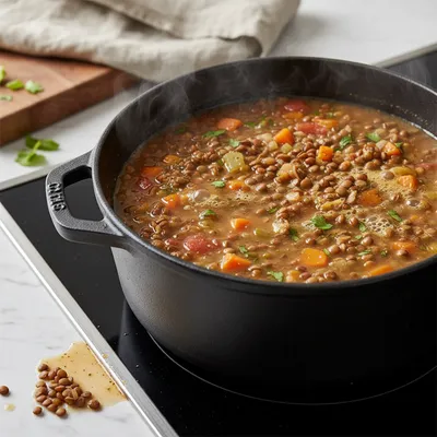 Classic Lentil Soup Recipe for a Cozy Meal - cooking process