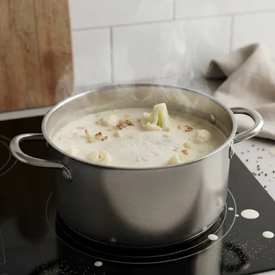 Homemade Cauliflower Soup Recipe for Cozy Meals - cooking process