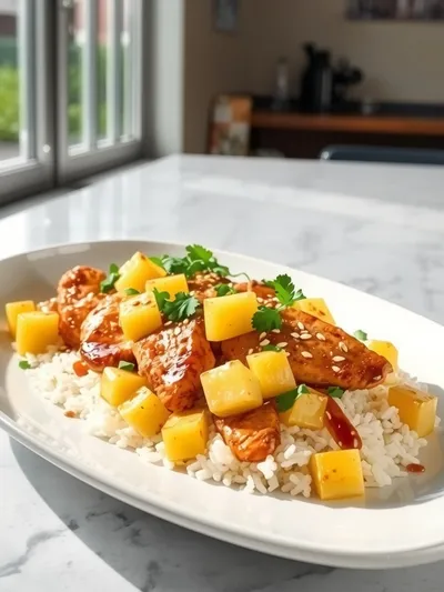 Pineapple Chicken and Rice Recipe - cooking process