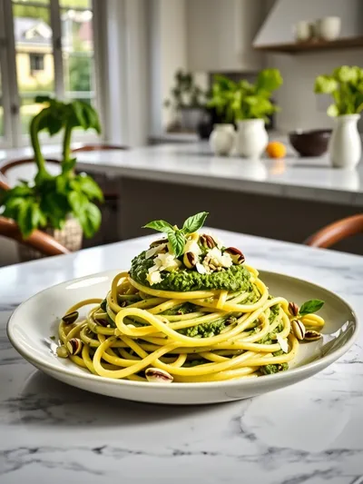 Pistachio Pesto Pasta – Easy Italian Recipe - cooking process