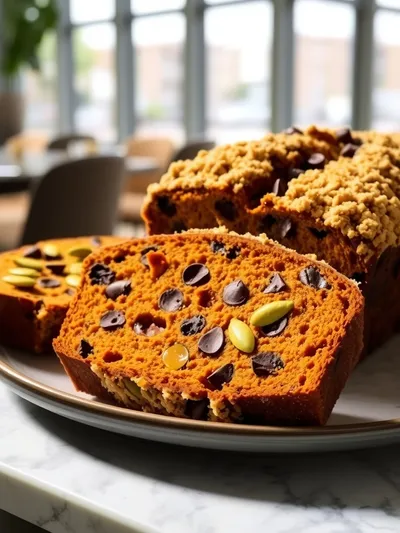 Pumpkin Chocolate Chip Streusel Bread - ready to serve