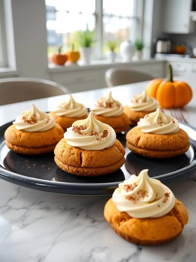 Pumpkin Spice Cookies With Cream Cheese Frosting - ready to serve