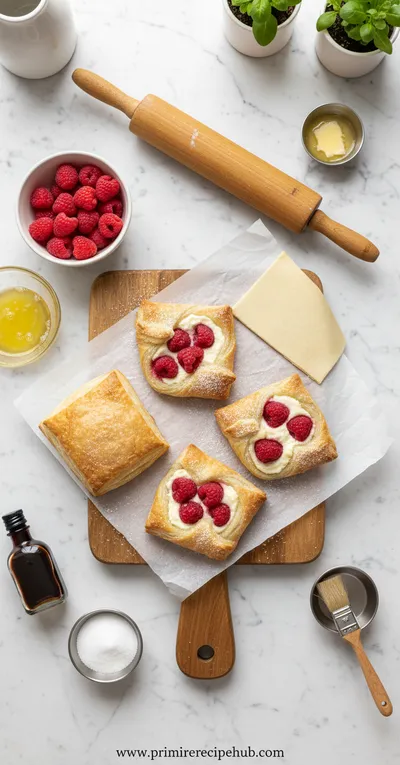 Easy Raspberry Danish with Puff Pastry - cooking process