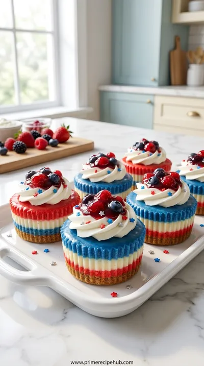 Red, White & Blue Mini Cheesecakes