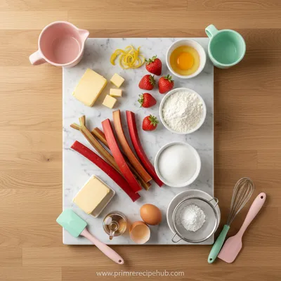 Rhubarb Cream Tart with Strawberry Meringue - cooking process