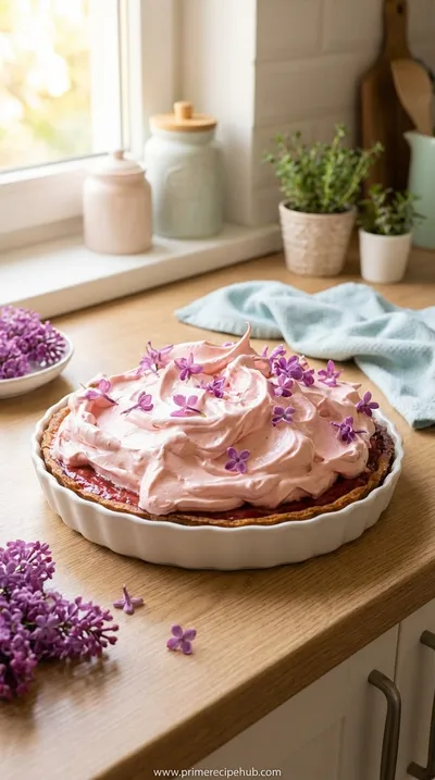 Rhubarb Cream Tart with Strawberry Meringue