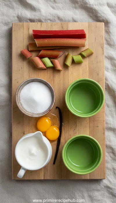 Rhubarb Crème Brûlée - cooking process