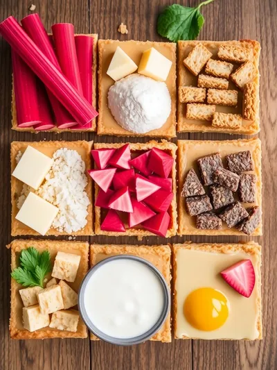 Delicious Rhubarb Custard Bars - ingredients preparation