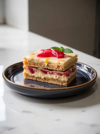 Rhubarb Custard Bars - cooking process