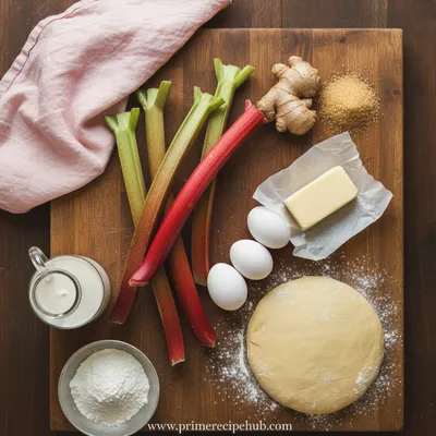 Rhubarb Ginger Custard Tart - cooking process