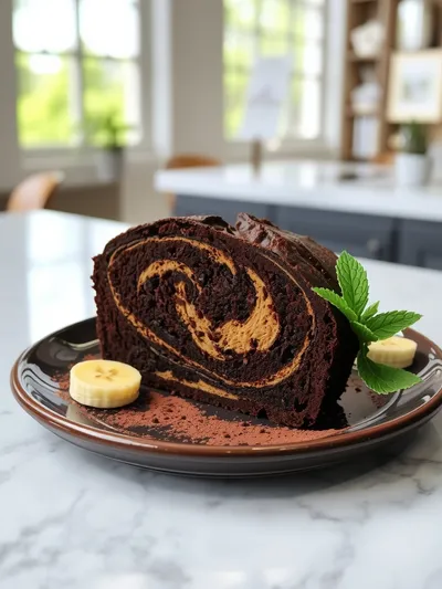 Rich Chocolate Banana Bread - ready to serve