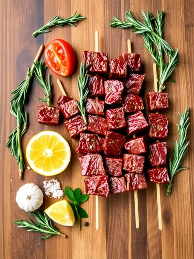 Rosemary Garlic Steak Kebabs - ingredients preparation