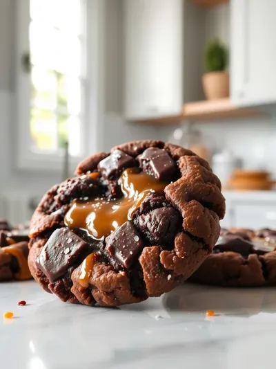 Salted Caramel Dark Chocolate Cookies