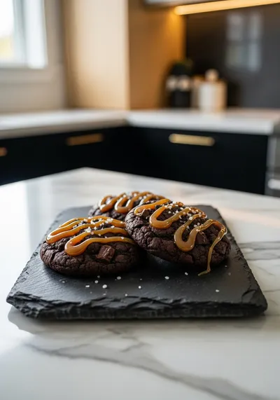 Salted Caramel Dark Chocolate Cookies