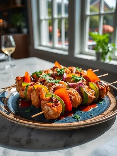 Sheet Pan Chicken Kabobs - ready to serve