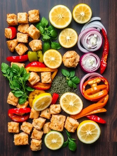 Sheet Pan Chicken Kabobs - ingredients preparation