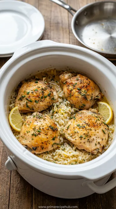 Slow Cooker Lemon Herb Chicken and Rice